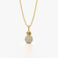 Pave Pineapple Charm Pendant Necklace