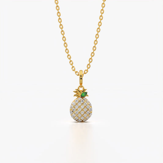 Pave Pineapple Charm Pendant Necklace