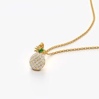 Pave Pineapple Charm Pendant Necklace
