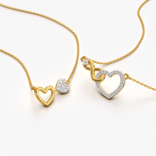 Linked Heart Necklace Set
