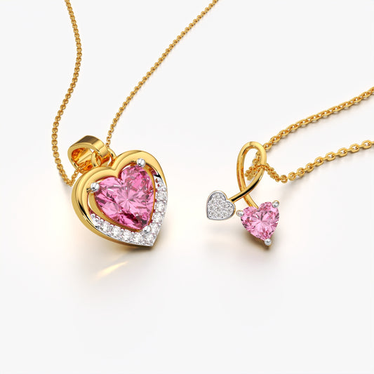 Pink Heart Necklace Set