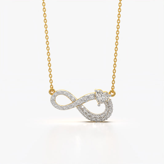 Heart Centre Pave Infinity Necklace