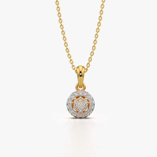 Round Cluster Halo Pendant Necklace