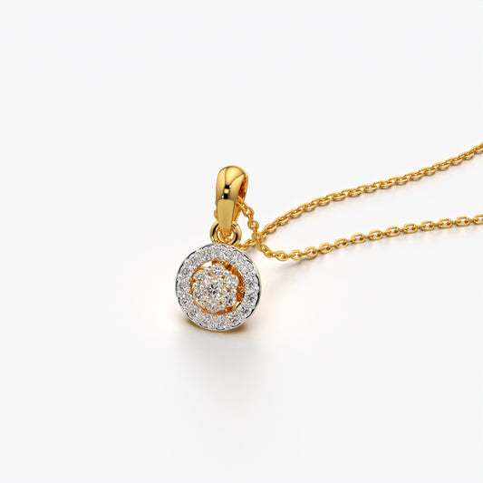 Round Cluster Halo Pendant Necklace