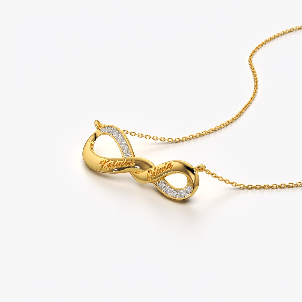 Personalised Infinity Two Name Pendant Necklace