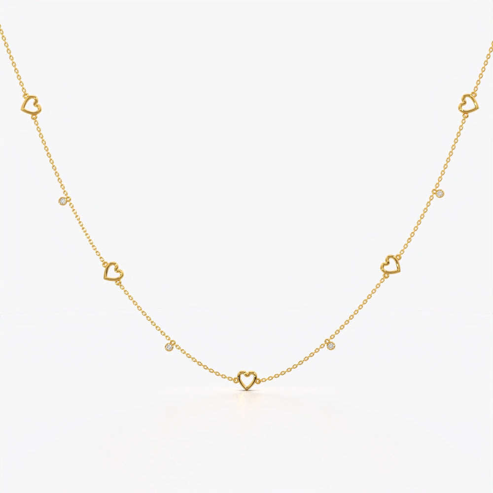 Open heart station necklace in 18K gold vermeil