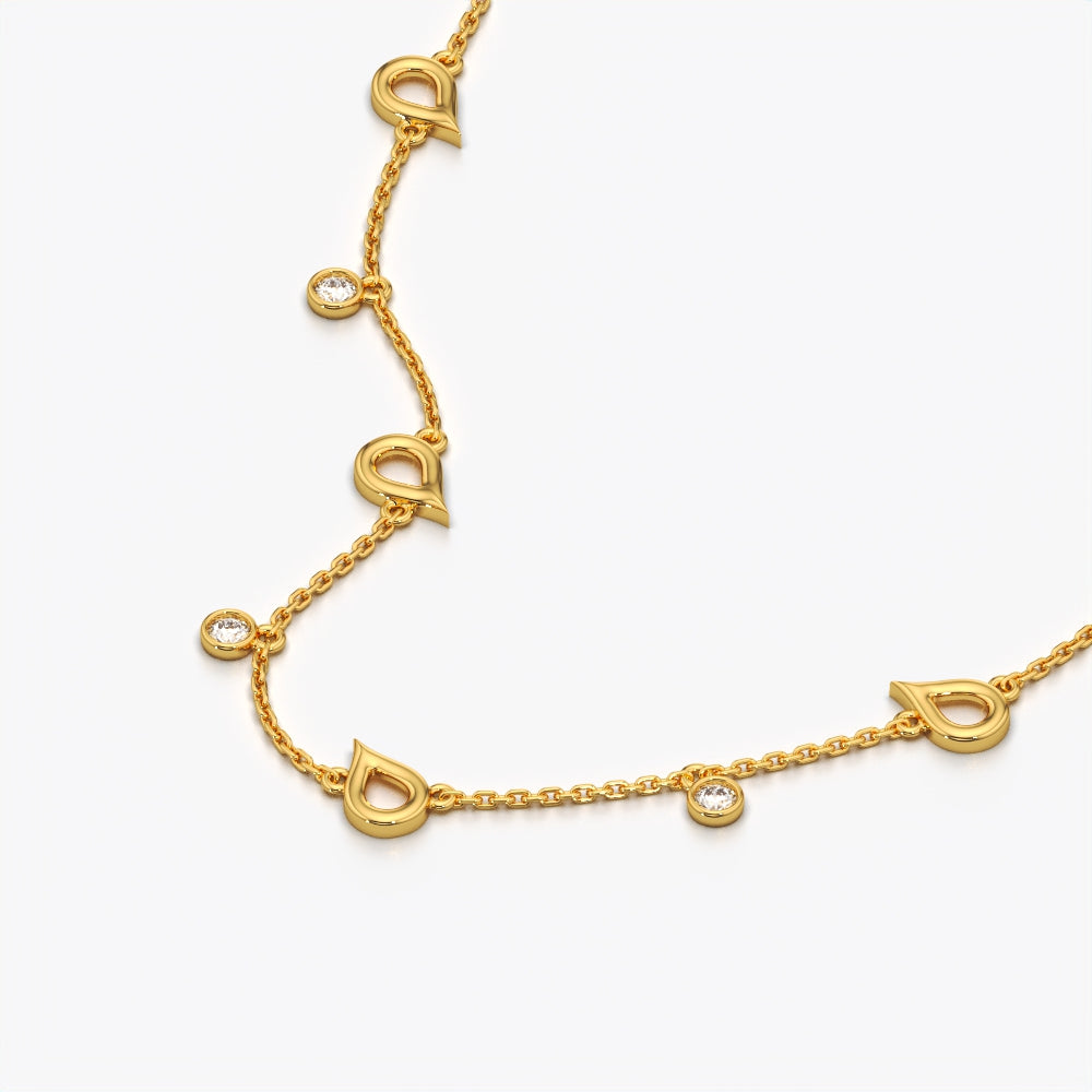 Teardrop Charm Station Necklace