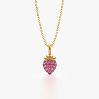 Pavé Strawberry Charm Pendant Necklace