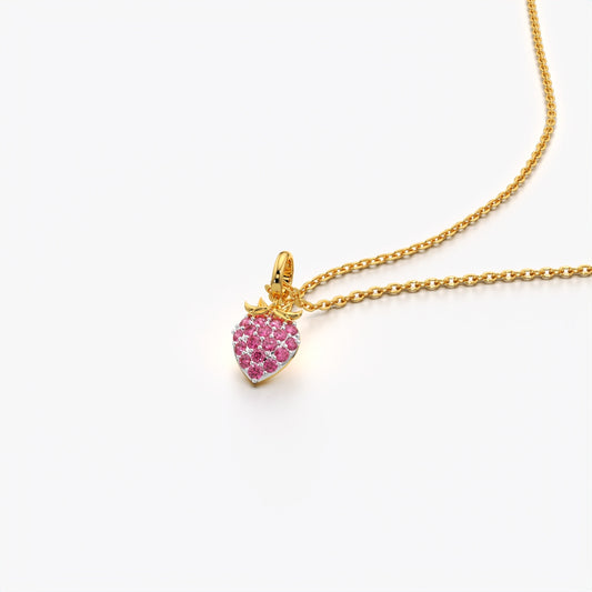 Pavé Strawberry Charm Pendant Necklace
