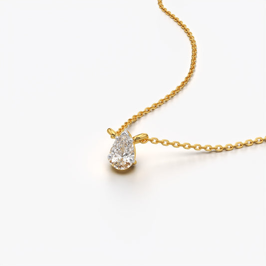 Pear Solitaire Pendant Necklace