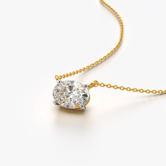 East West Oval Solitaire Necklace