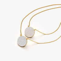 Double Layer Pavé Disc Pendant Necklace