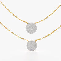Double Layer Pavé Disc Pendant Necklace
