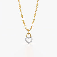 Heart Lock Pave Pendant Necklace