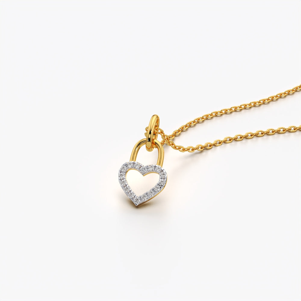 Moissanite Open Heart Lock Pendant Necklace