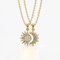 Celestial Sun and Moon Pendant Necklace Set