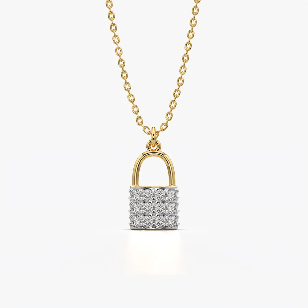Pave Padlock Pendant Necklace