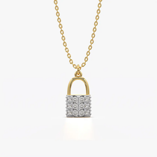 Pave Padlock Pendant Necklace