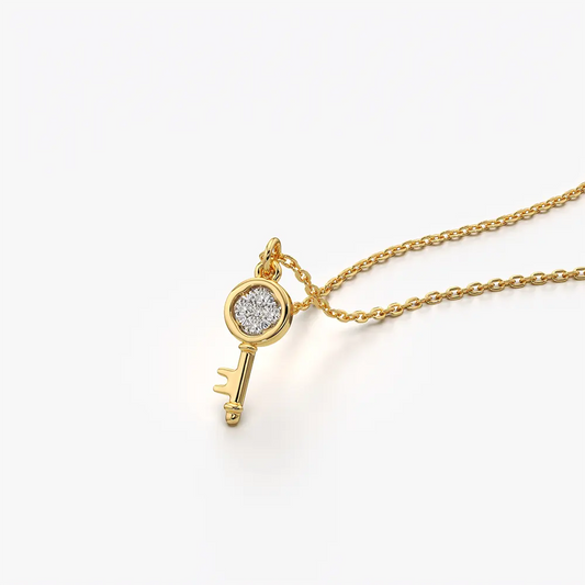 Tiny Pave Key Pendant Necklace