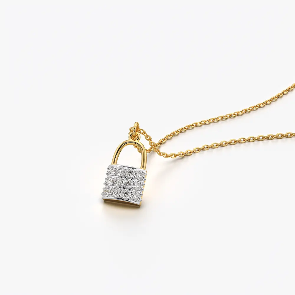 Pave Padlock Pendant Necklace