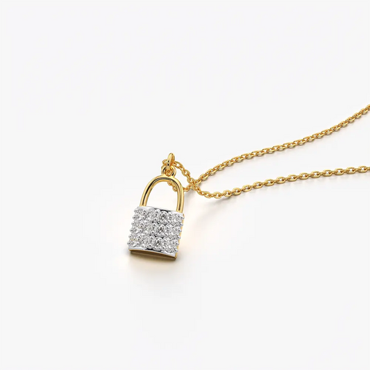 Pave Padlock Pendant Necklace