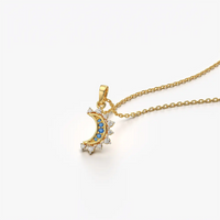Crescent Moon Halo Pendant Necklace