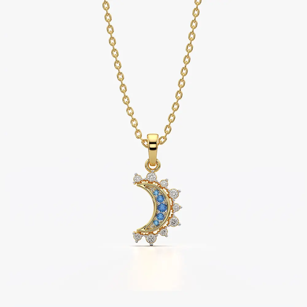 Crescent Moon Halo Pendant Necklace