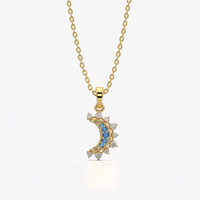 Crescent Moon Halo Pendant Necklace