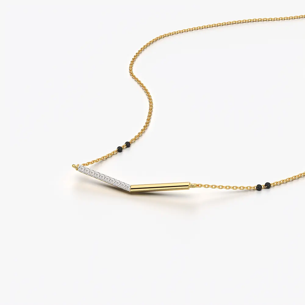 Half Pave Chevron Bar Mangalsutra