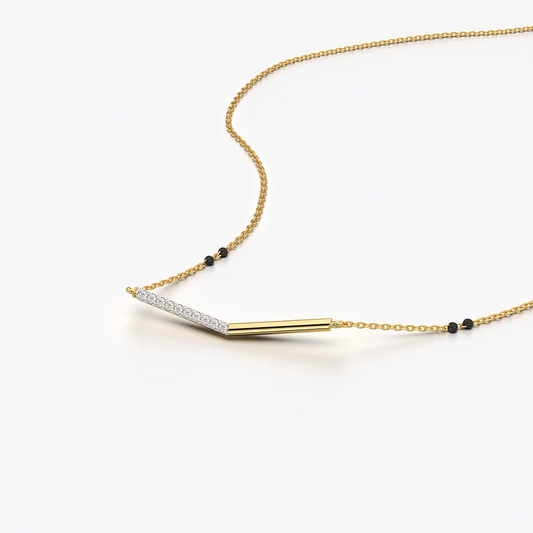 Half Pave Chevron Bar Mangalsutra