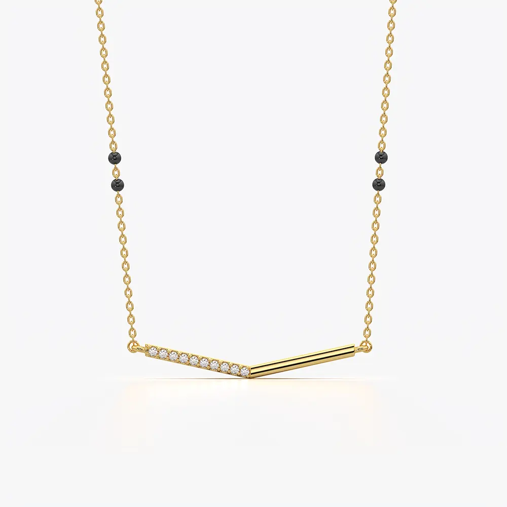 Half Pave Chevron Bar Mangalsutra