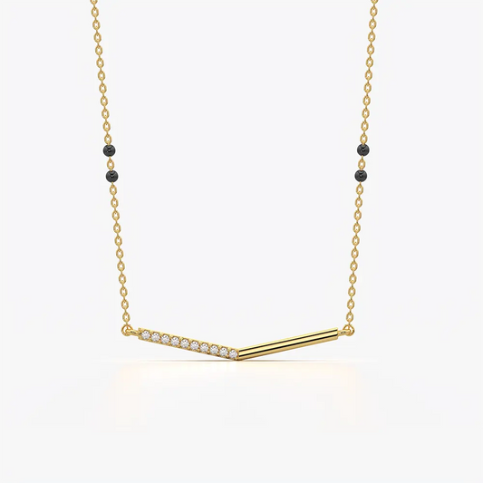 Half Pave Chevron Bar Mangalsutra