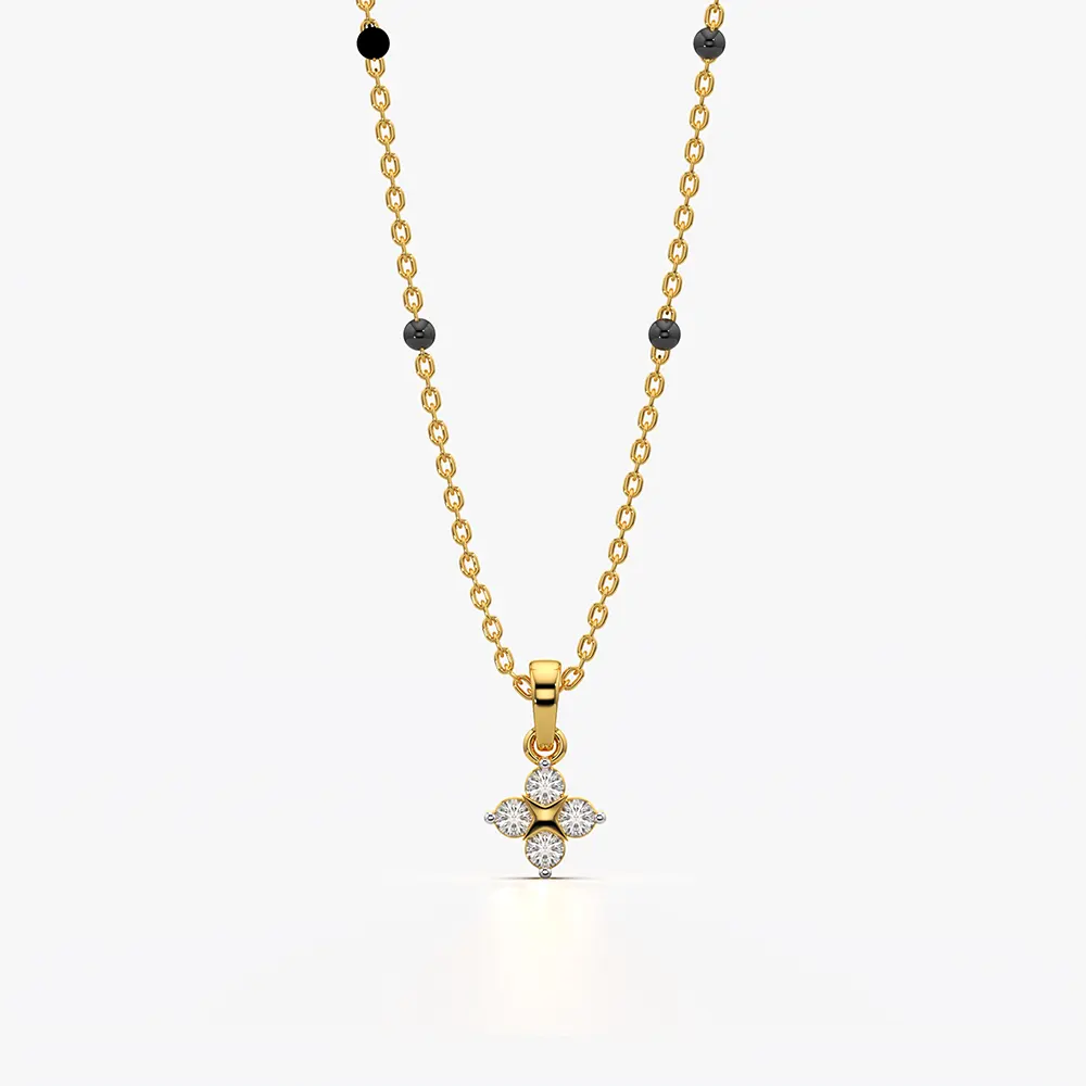 Tiny Four Petal Cluster Pendant Mangalsutra