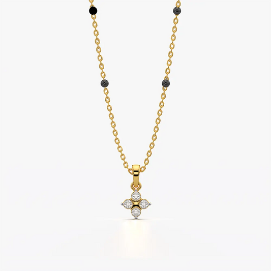 Tiny Four Petal Cluster Pendant Mangalsutra