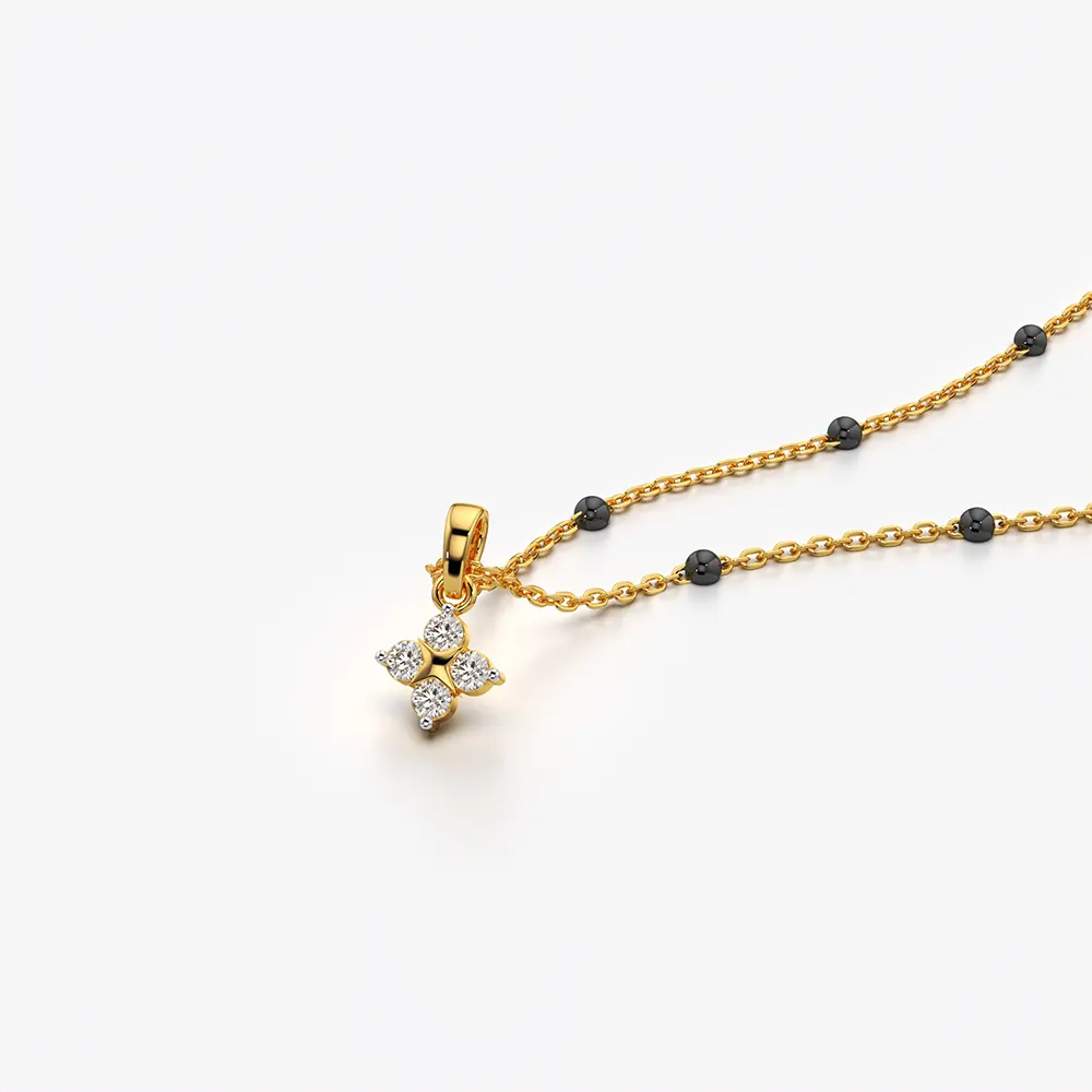 Tiny Four Petal Cluster Pendant Mangalsutra