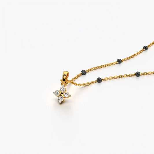 Tiny Four Petal Cluster Pendant Mangalsutra