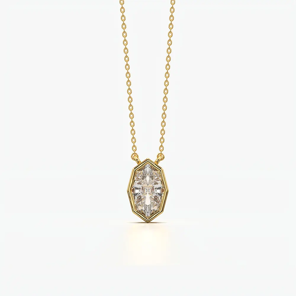 Hexagon Bezel Marquise Solitaire Necklace