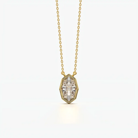 Hexagon Bezel Marquise Solitaire Necklace