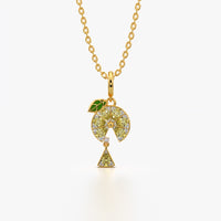 Lemon Slice Citrus Charm Pendant Necklace