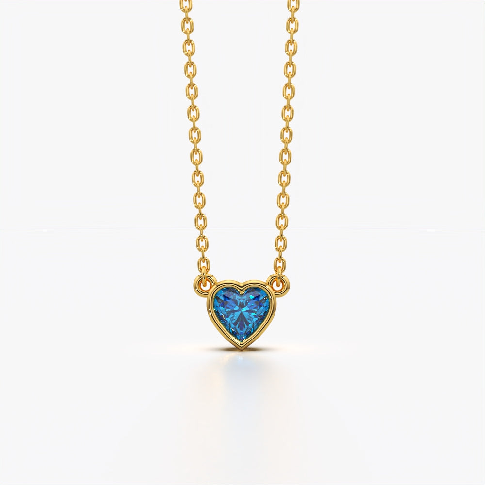 Bezel heart pendant necklace in 18K gold vermeil