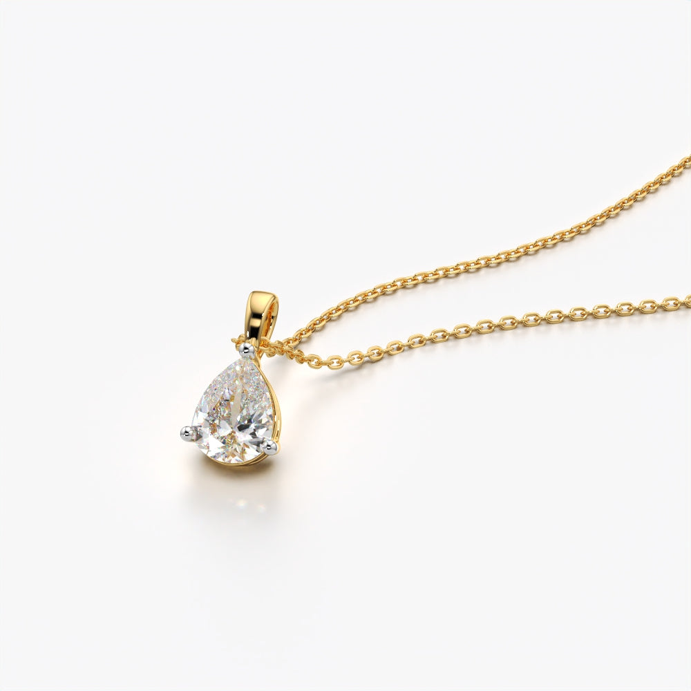White pear-cut cubic zirconia solitaire pendant necklace