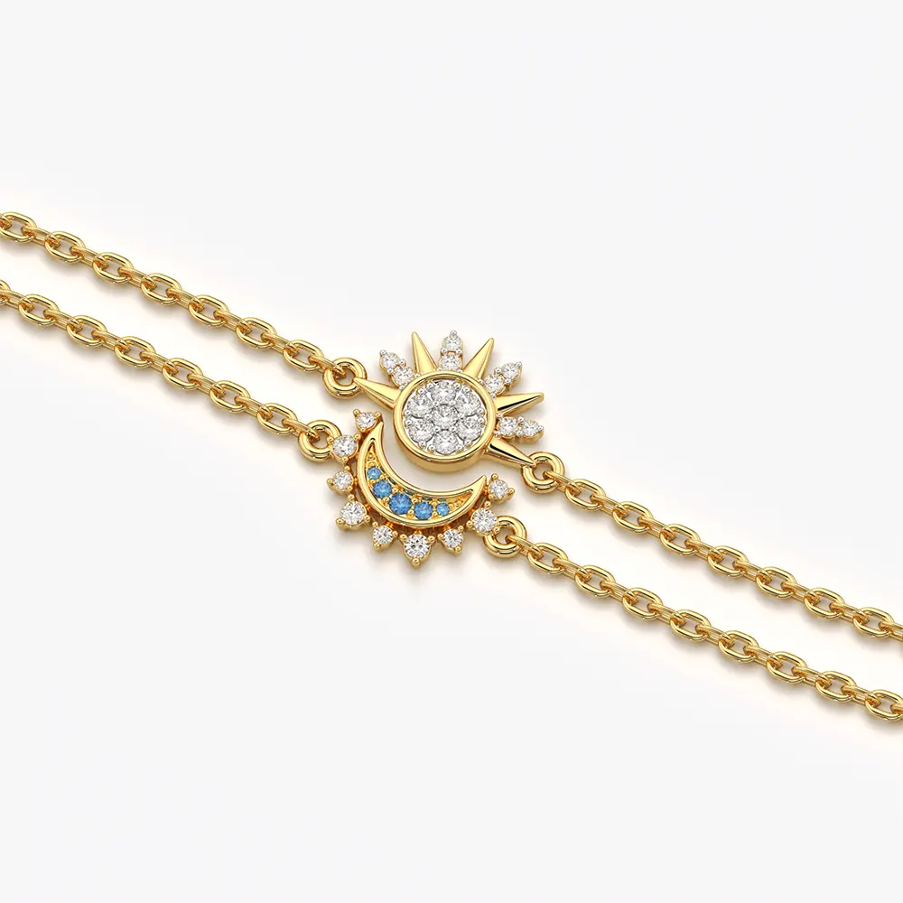 Sun and Moon Evil Eye Bracelet Set