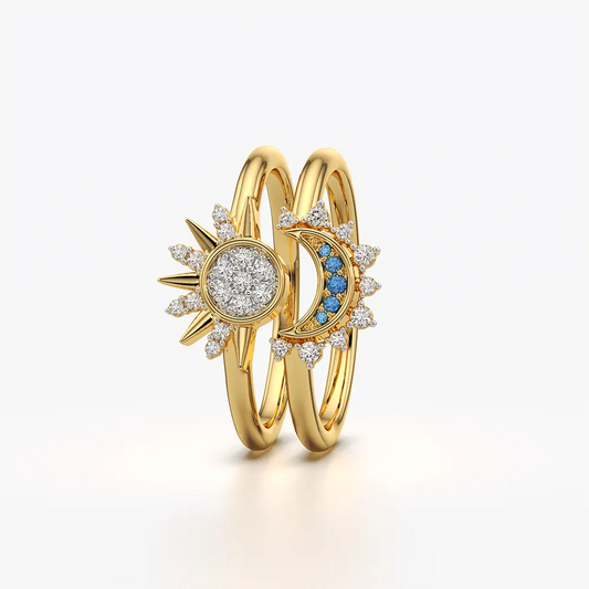Celestial Sun and Moon Ring Set