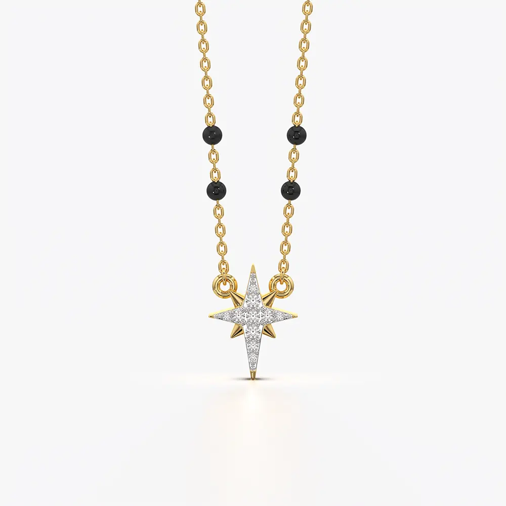 North Star Black Bead Mangalsutra Necklace