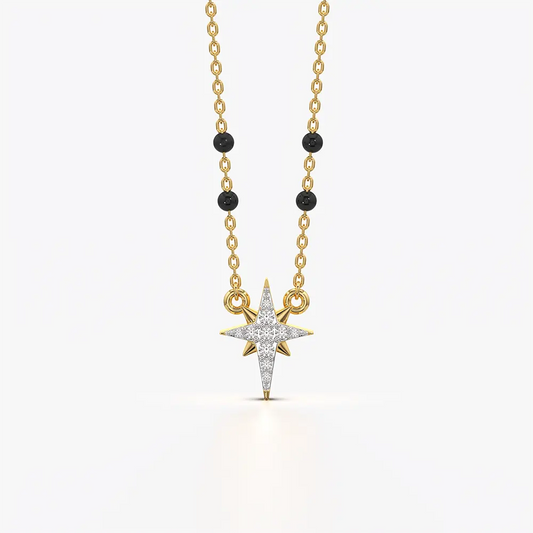 North Star Black Bead Mangalsutra Necklace