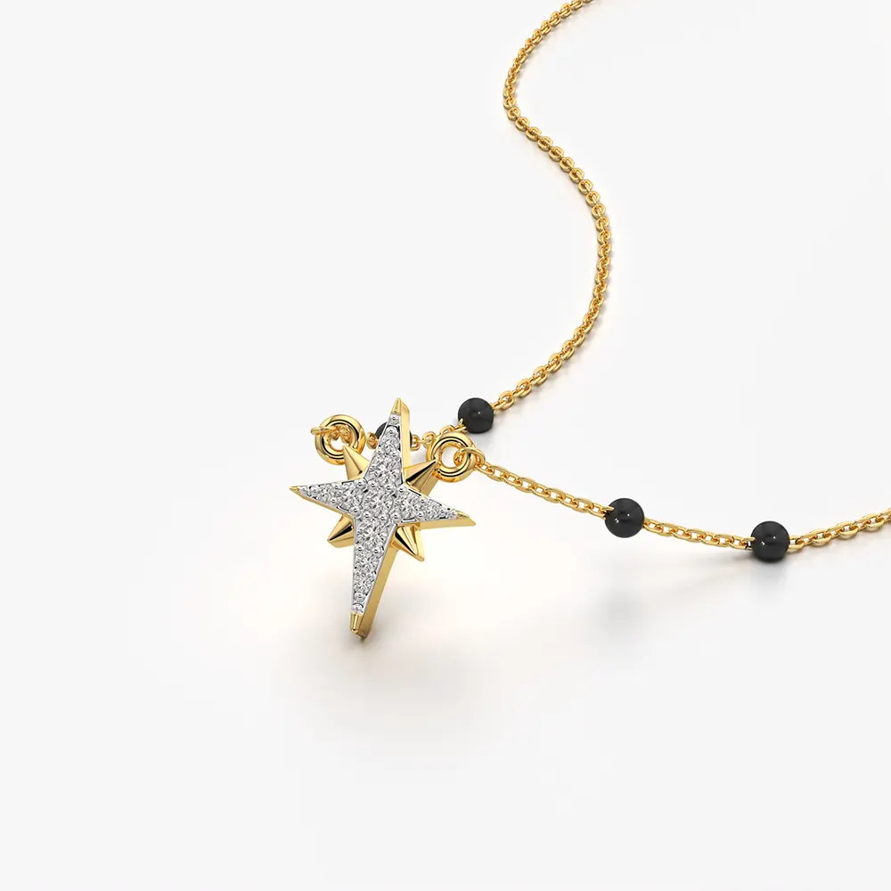 North Star Black Bead Mangalsutra Necklace