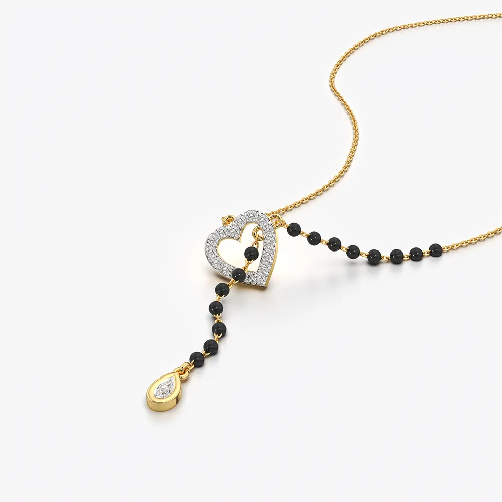 Heart Lariat Mangalsutra with Teardrop Charm