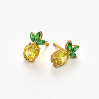 Pineapple Oval Stone Stud Earrings