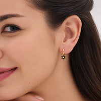 Flower Charm Huggie Hoops