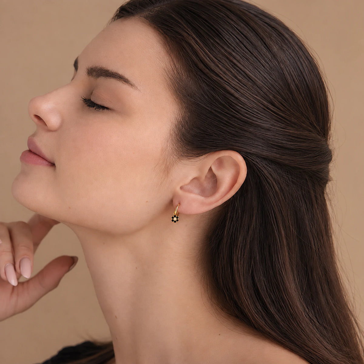 Flower Charm Huggie Hoops